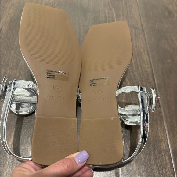 NWT Katy Perry Camie Silver Sandals Sz 8.5M Bling Slide - Picture 11 of 13